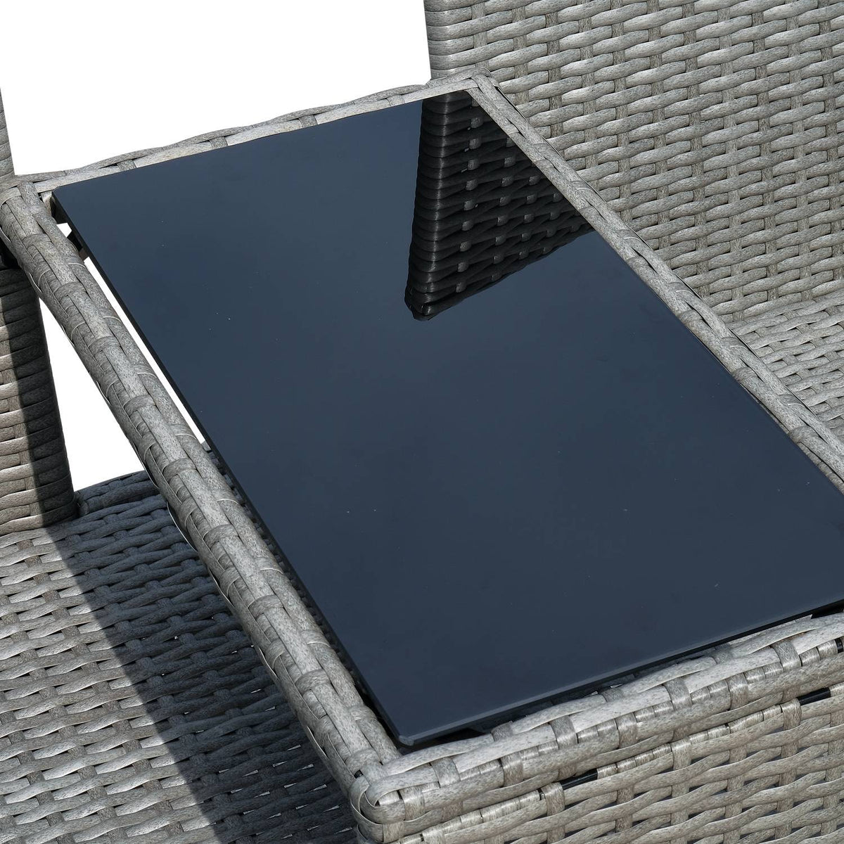 Garden Bench Made Of Polyrattan 2-Seater Bench With Integrated Table, Steel Frame, Gray, W133 X D63 X H84Cm