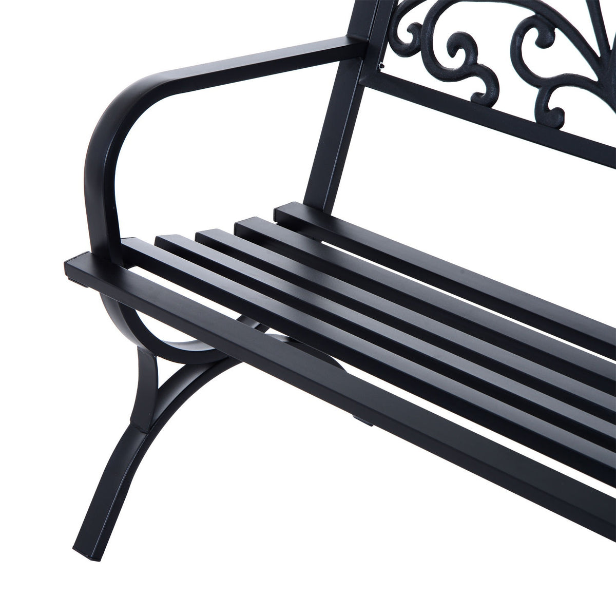 Garden Bench Metal Bench, 2-Seater, Black, 127X60X85 Cm
