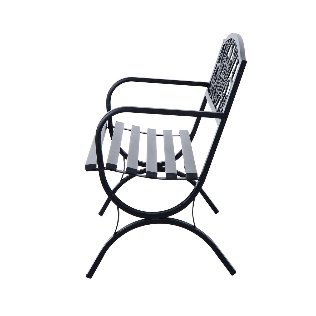 Garden Bench Metal Bench, 2-Seater, Black, 127X60X85 Cm