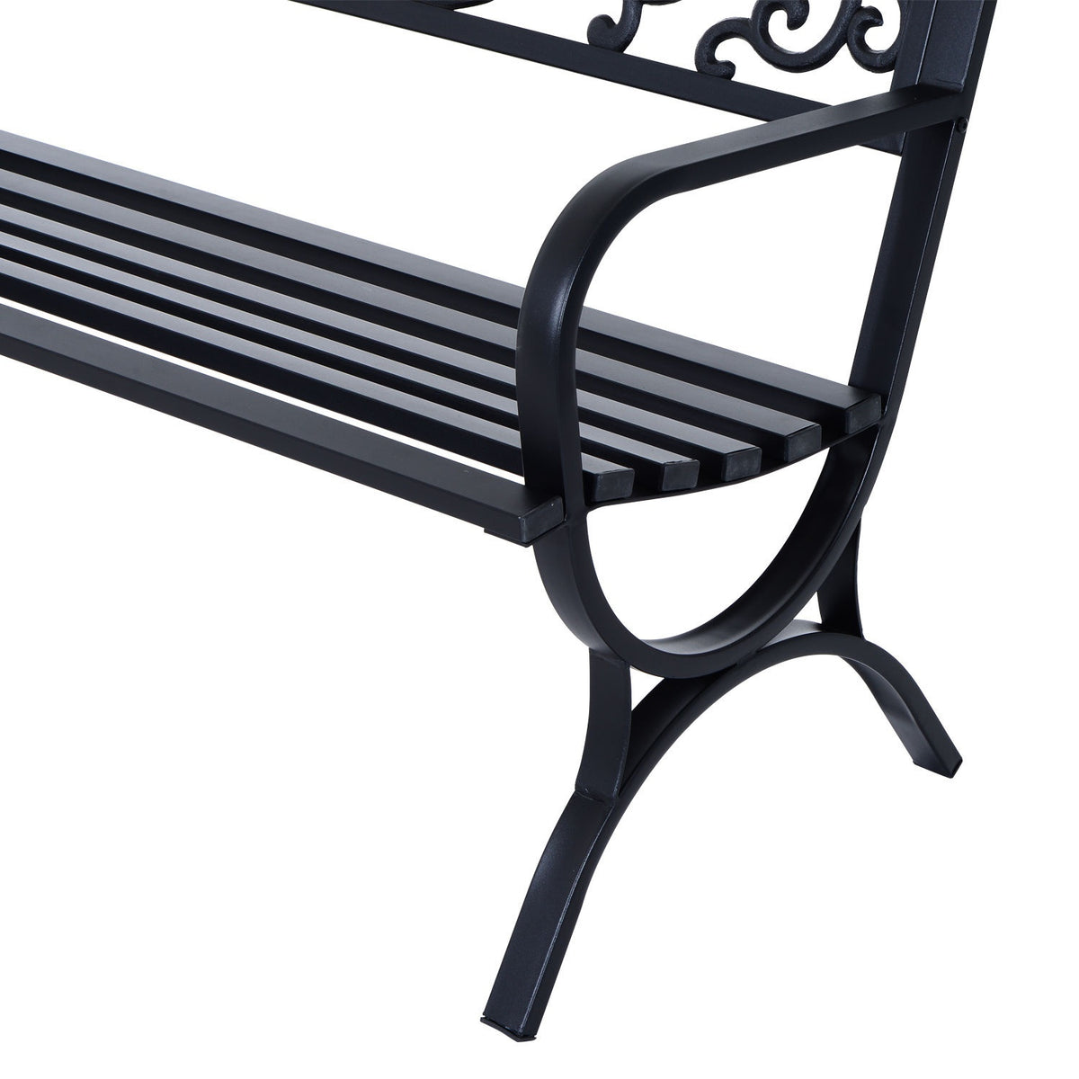 Garden Bench Metal Bench, 2-Seater, Black, 127X60X85 Cm