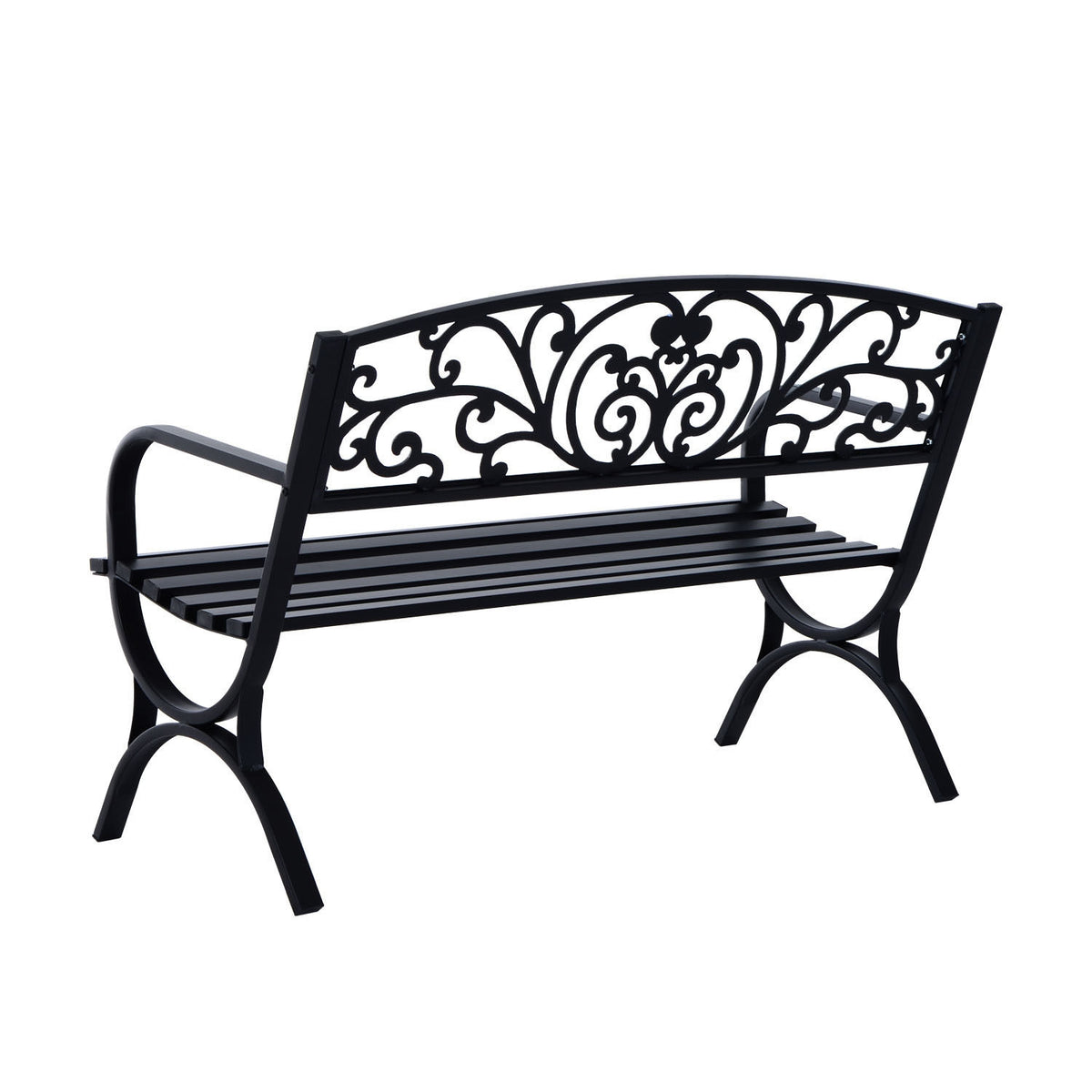Garden Bench Metal Bench, 2-Seater, Black, 127X60X85 Cm