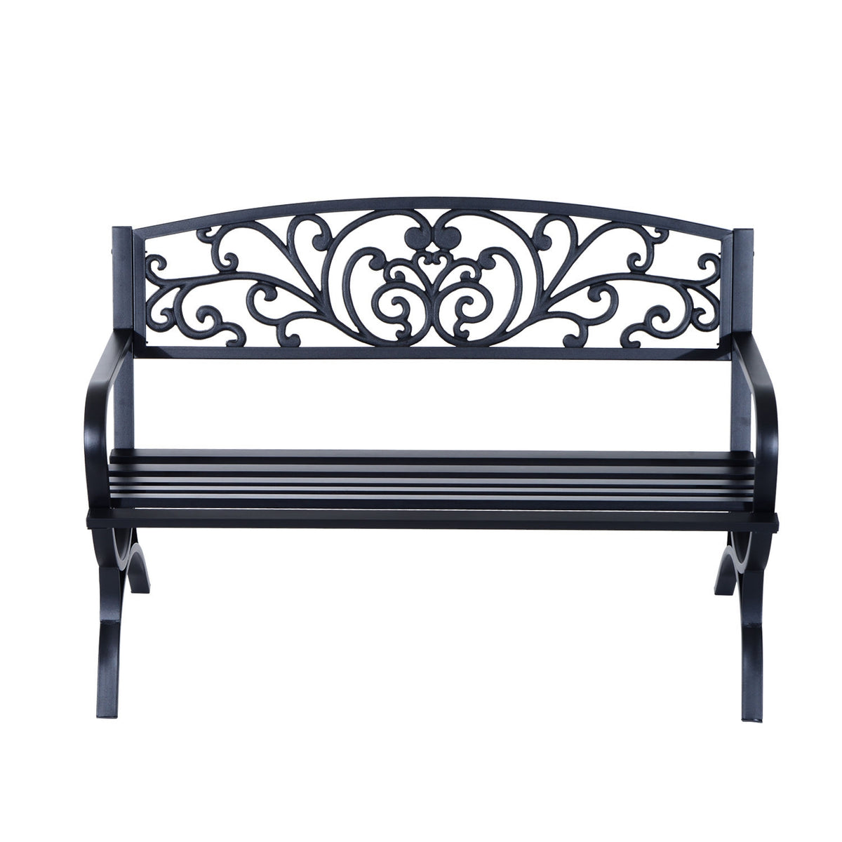Garden Bench Metal Bench, 2-Seater, Black, 127X60X85 Cm