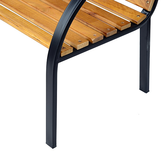 Garden Bench Park Bench 2-Seater Garden Steel + Natural Pine Wood W122 X D60 X H83 Cm