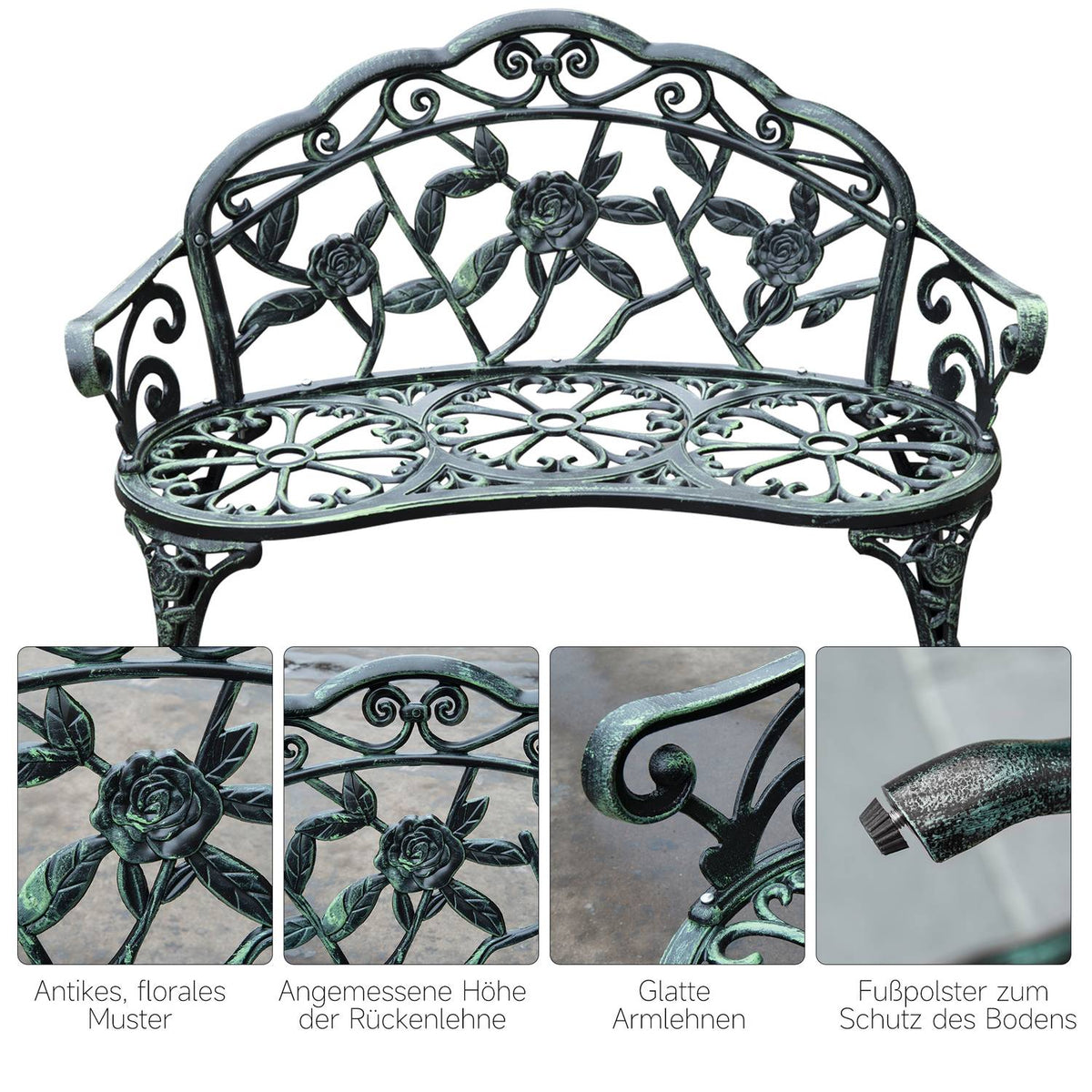 Garden Bench Park Bench Bench Garden Furniture 2-Seater Metal 100 X 54 X 78 Cm
