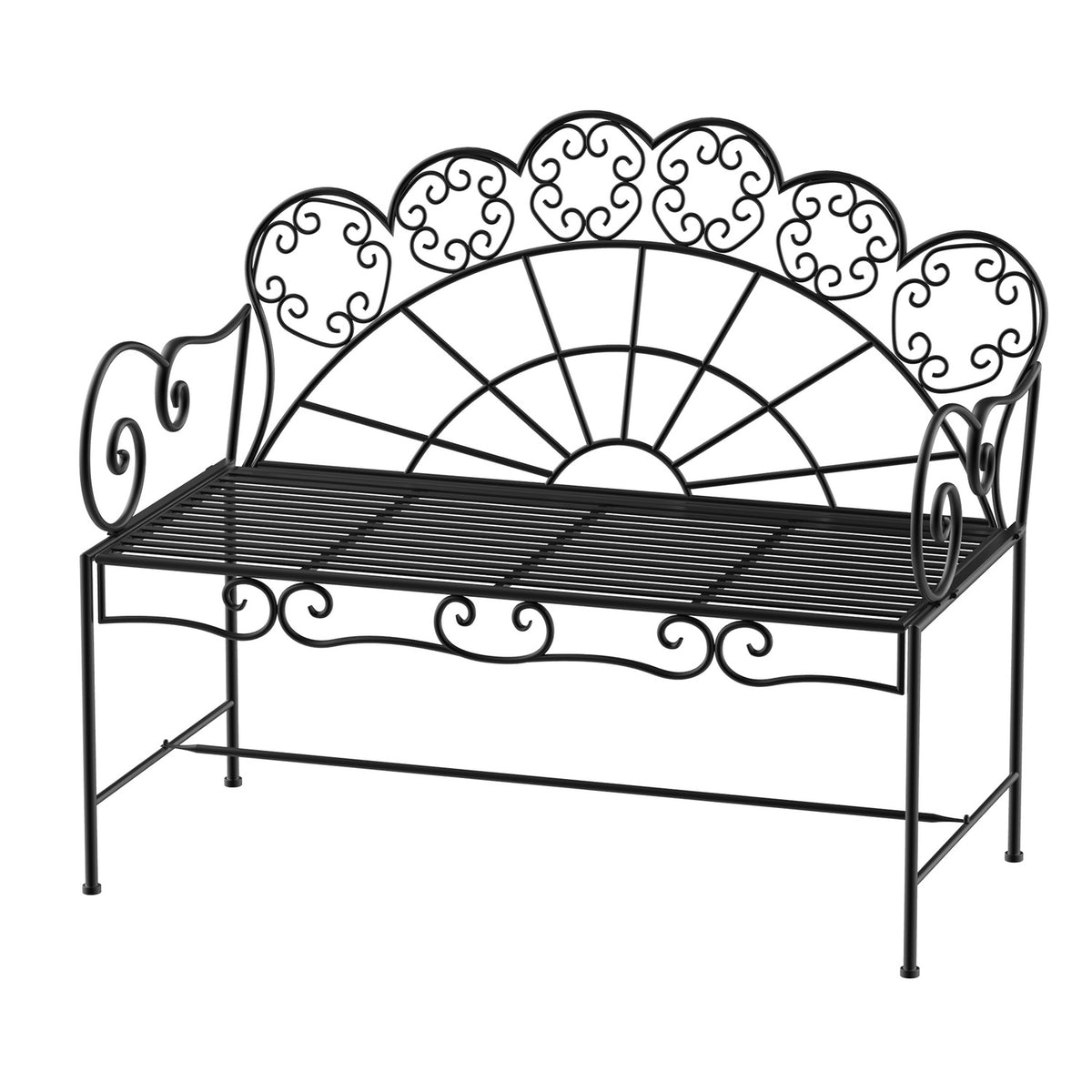 Garden Bench, Park Bench, Bench, Garden Furniture, 2-Seater Metal