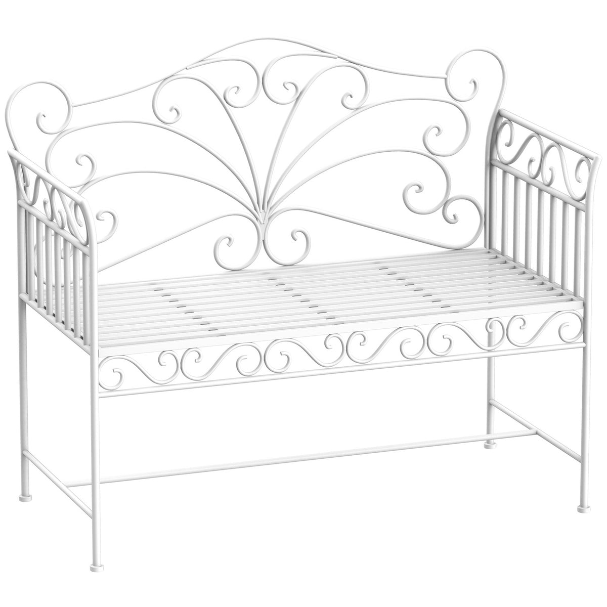 Garden Bench Park Bench Bench Garden Furniture 2-Seater Metal White