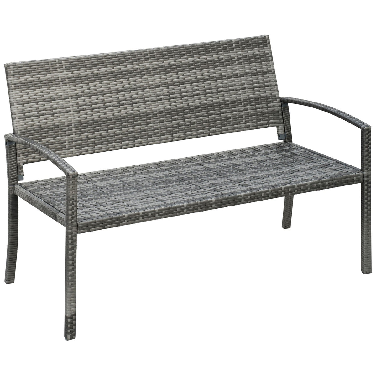 Garden Bench, Rattan Look Bench, Park Bench With Steel Frame, Balcony Bench For 2 People, Garden Furniture, Load Capacity Up To 320 Kg, Grey