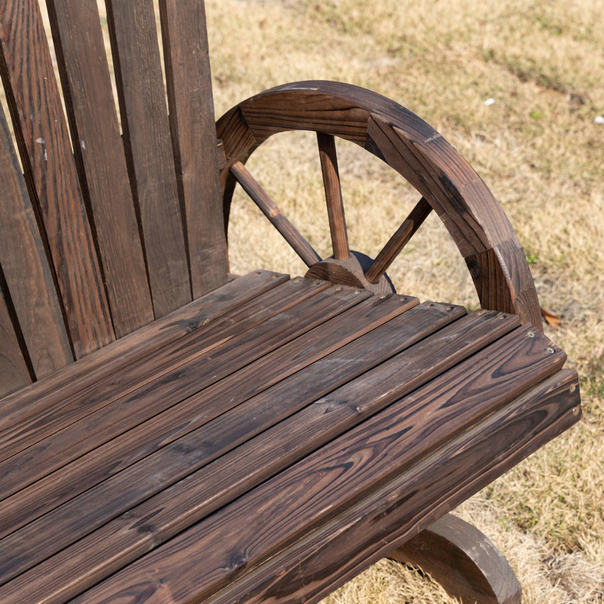 Garden Bench With Armrests, Bench, Garden Furniture, Rustic Bench, Solid Wood, Dark Brown, 108 X 66 X 95 Cm