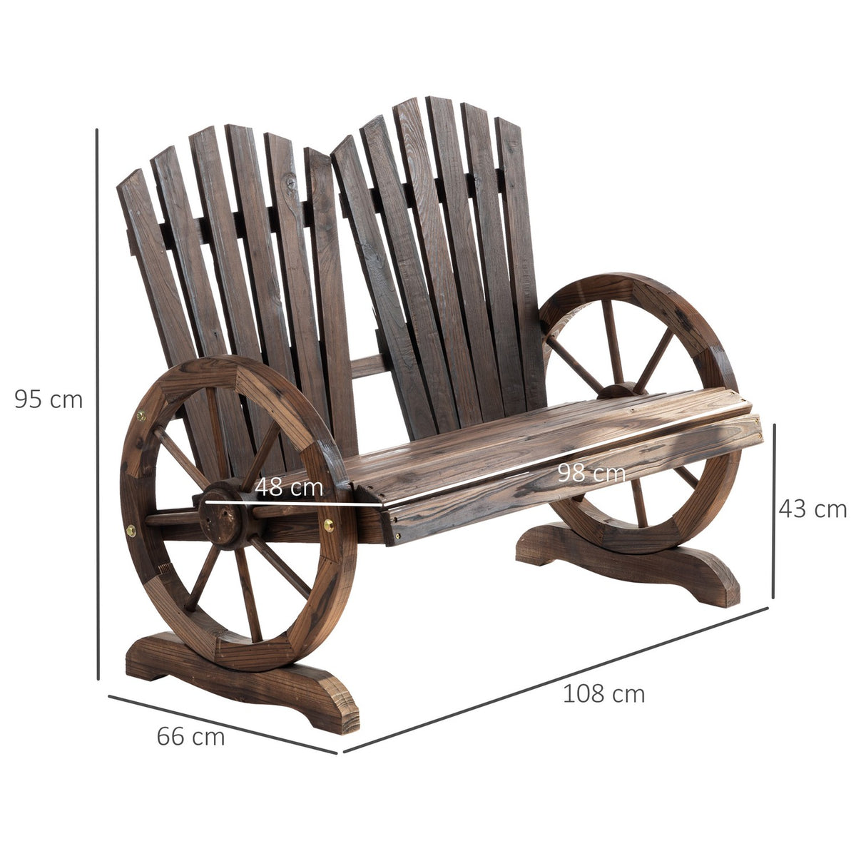 Garden Bench With Armrests, Bench, Garden Furniture, Rustic Bench, Solid Wood, Dark Brown, 108 X 66 X 95 Cm