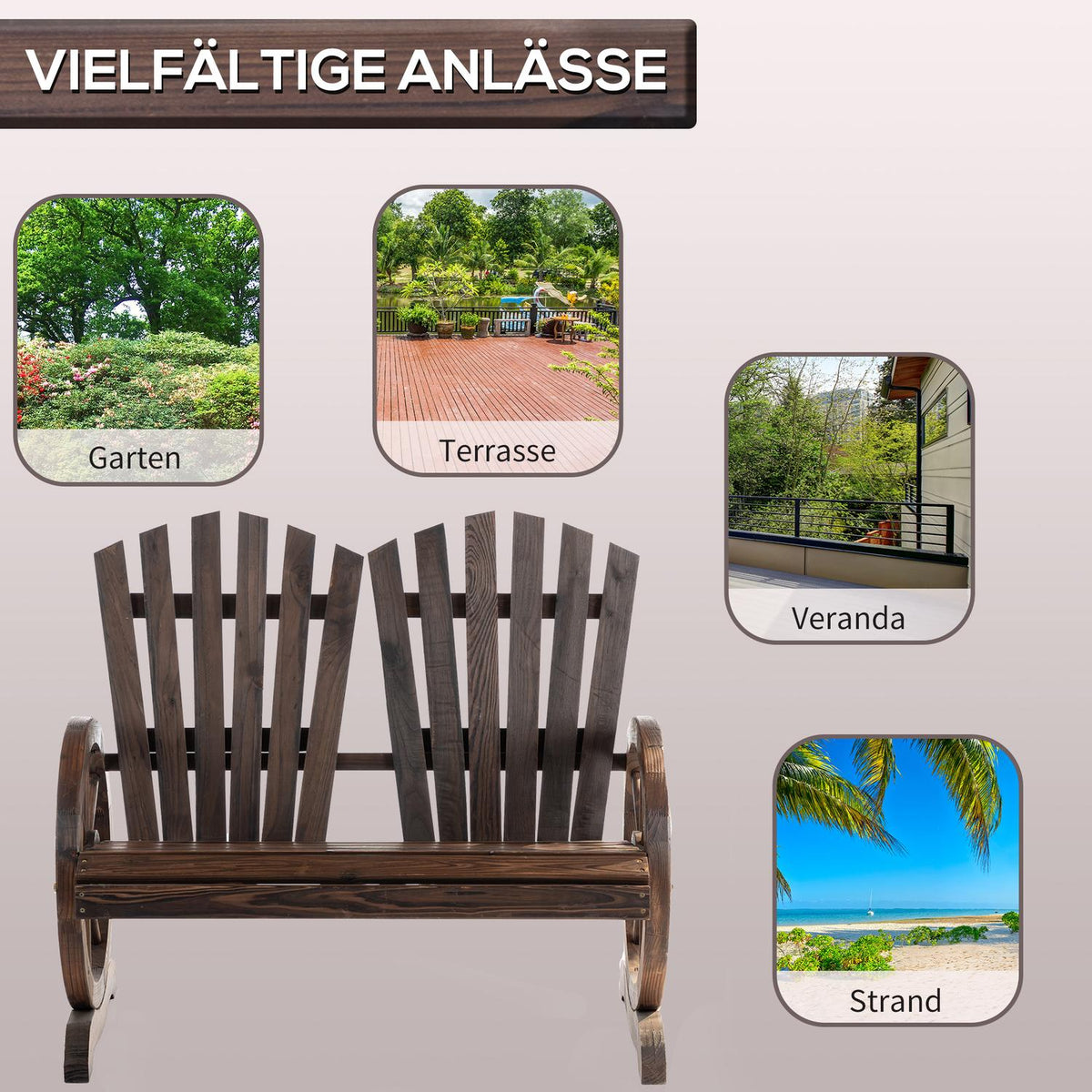 Garden Bench With Armrests, Bench, Garden Furniture, Rustic Bench, Solid Wood, Dark Brown, 108 X 66 X 95 Cm