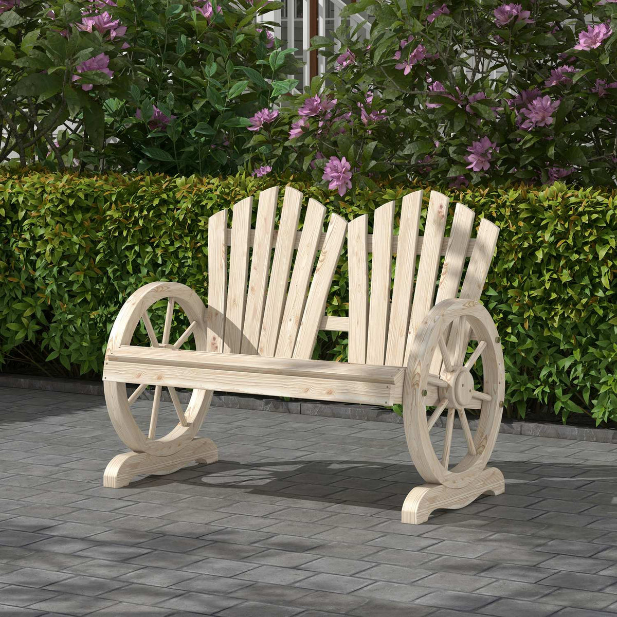 Garden Bench With Armrests, Bench, Garden Furniture, Rustic Bench, Solid Wood, Natural Wood, 108 X 66 X 95 Cm