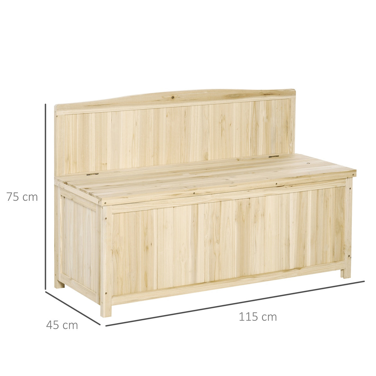 Garden Bench With Storage Space, Chest Bench, 2-Seater, 250 Kg Load Capacity, Natural Fir Wood, 115 X 45 X 75 Cm
