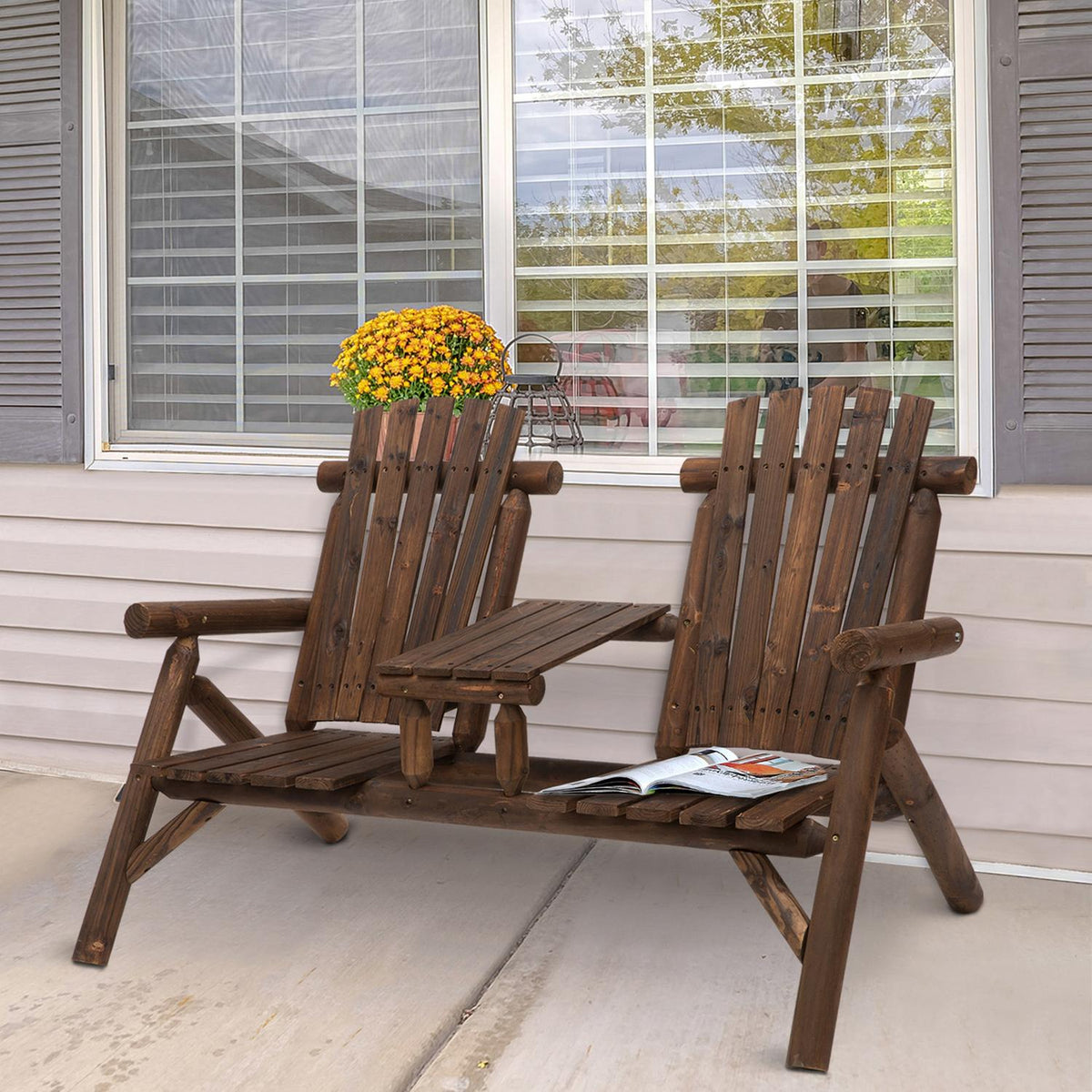 Garden Bench With Table, Garden Furniture, Bench, 2 Chairs, Solid Wood, Brown, 157 X 88 X 103 Cm