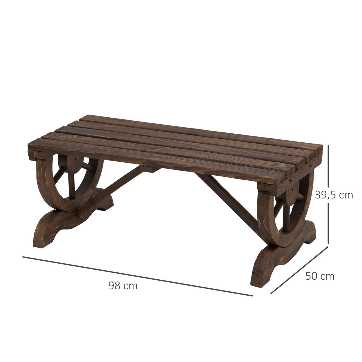 Garden Bench Wood Weatherproof Bench Garden Furniture Rustic Bench Natural 98 X 50 X 39.5 Cm