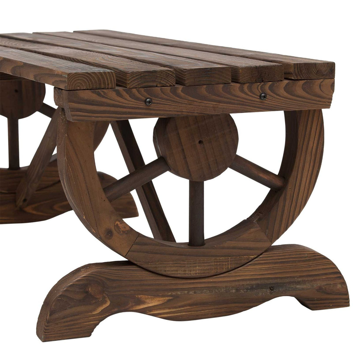 Garden Bench Wood Weatherproof Bench Garden Furniture Rustic Bench Natural 98 X 50 X 39.5 Cm