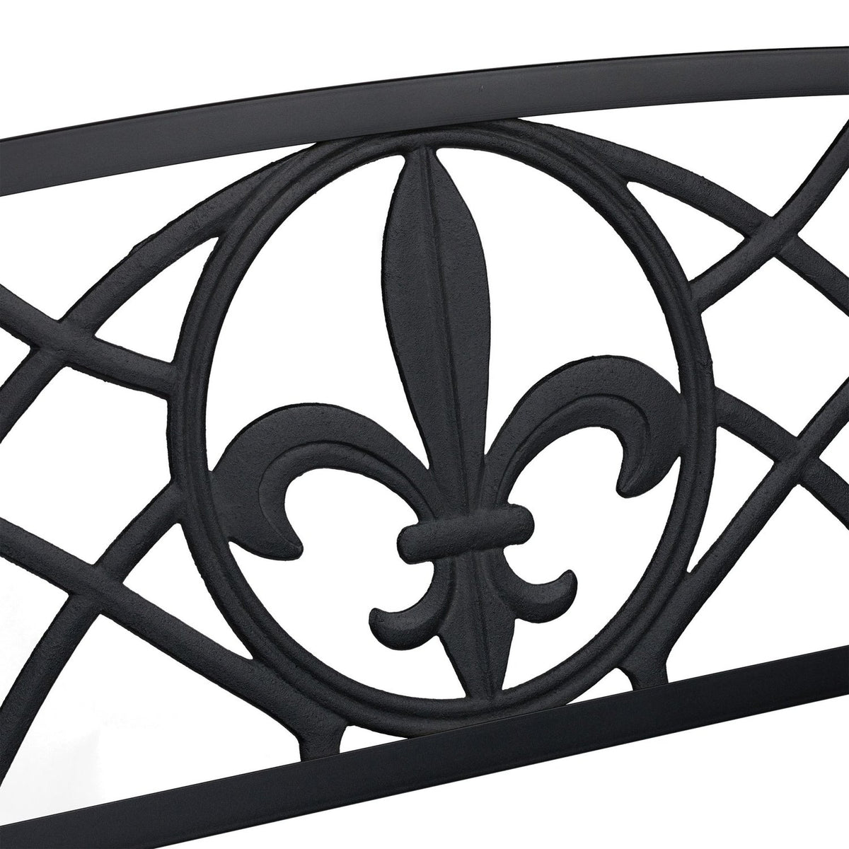 Garden Bench with Fleur de Lis Backrest, Black Metal