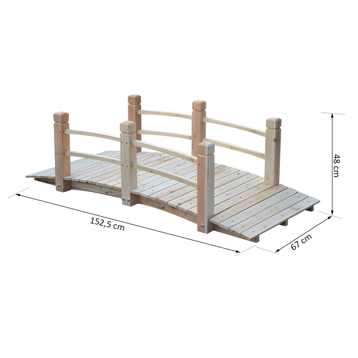 Garden Bridge Wooden Bridge With Railings Up To 180 Kg Of Fir Wood