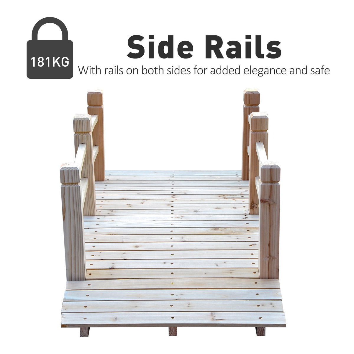 Garden Bridge Wooden Bridge With Railings Up To 180 Kg Of Fir Wood