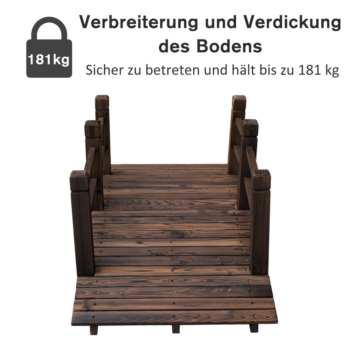 Garden Bridge Wooden Bridge Wooden Bridge Pond Bridge Decorative Bridge With Railing Up To 180 Kg Fir Wood Dark Brown 152.5 X 67 X 48 Cm