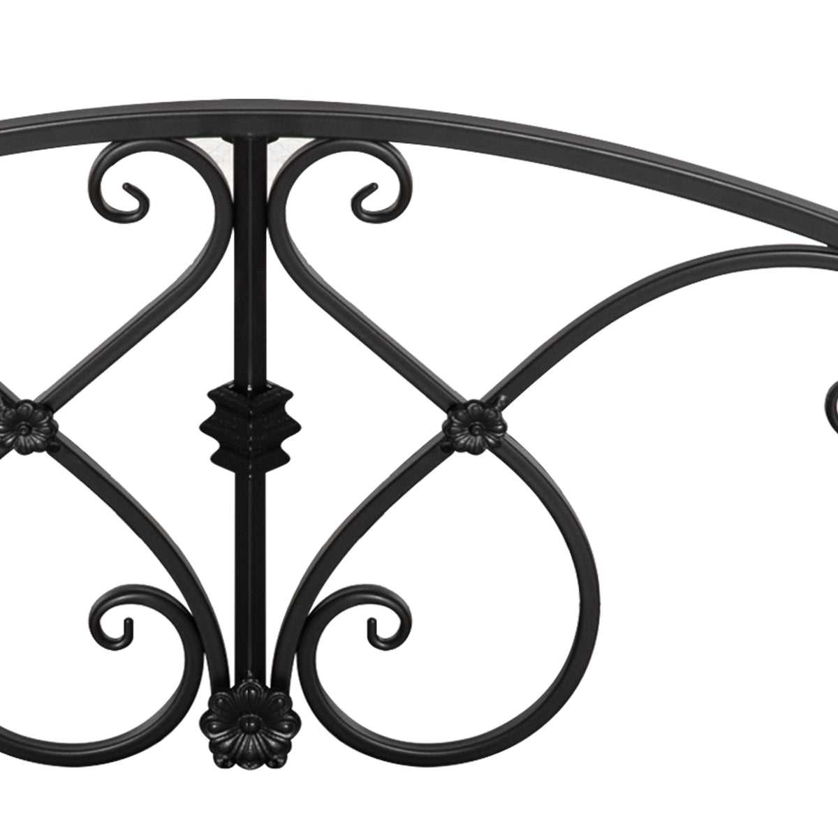 Garden Bridge with Safety Railings, Metal, Black, 102x48x49 cm