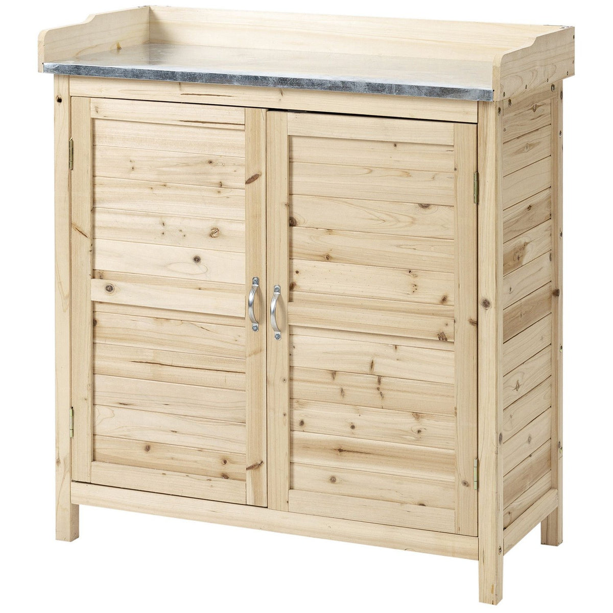 Garden Cabinet Plant Table With Base Cabinet Wooden Equipment Cabinet Cupboard With 2 Shelves Tool Shed Garden Shed Outdoor Natural 83 X 40 X 92 Cm