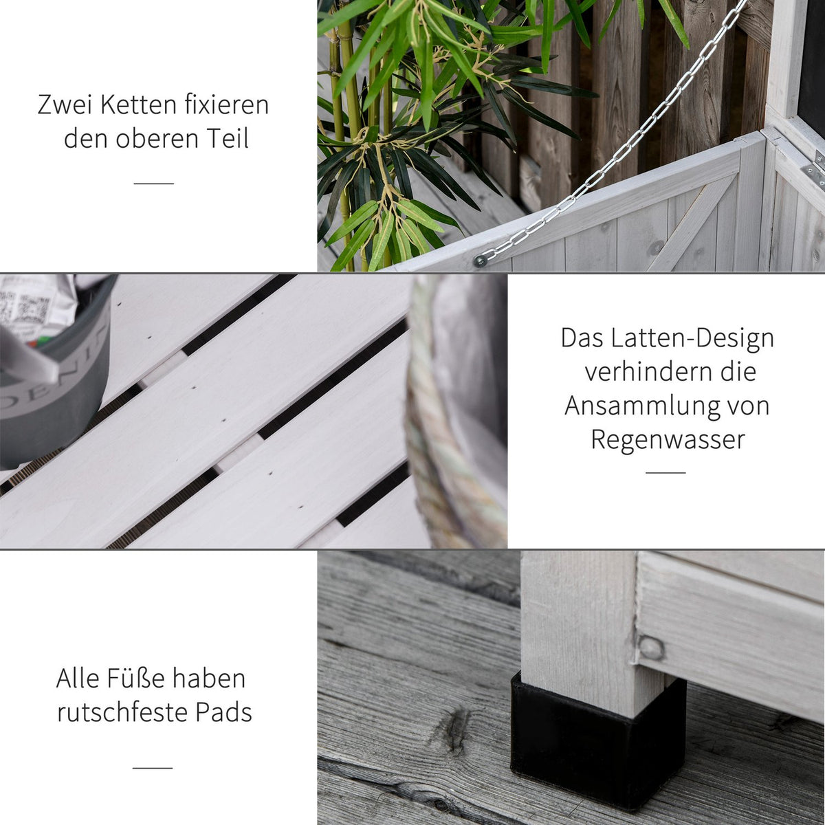 Garden Cabinet, Tool Shed, Water-Resistant Fir Wood, Durable, Large Space, 127 X 56 X 60 Cm, Grey