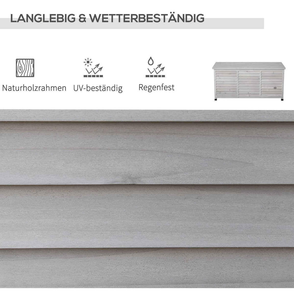 Garden Cabinet, Tool Shed, Water-Resistant Fir Wood, Durable, Large Space, 127 X 56 X 60 Cm, Grey