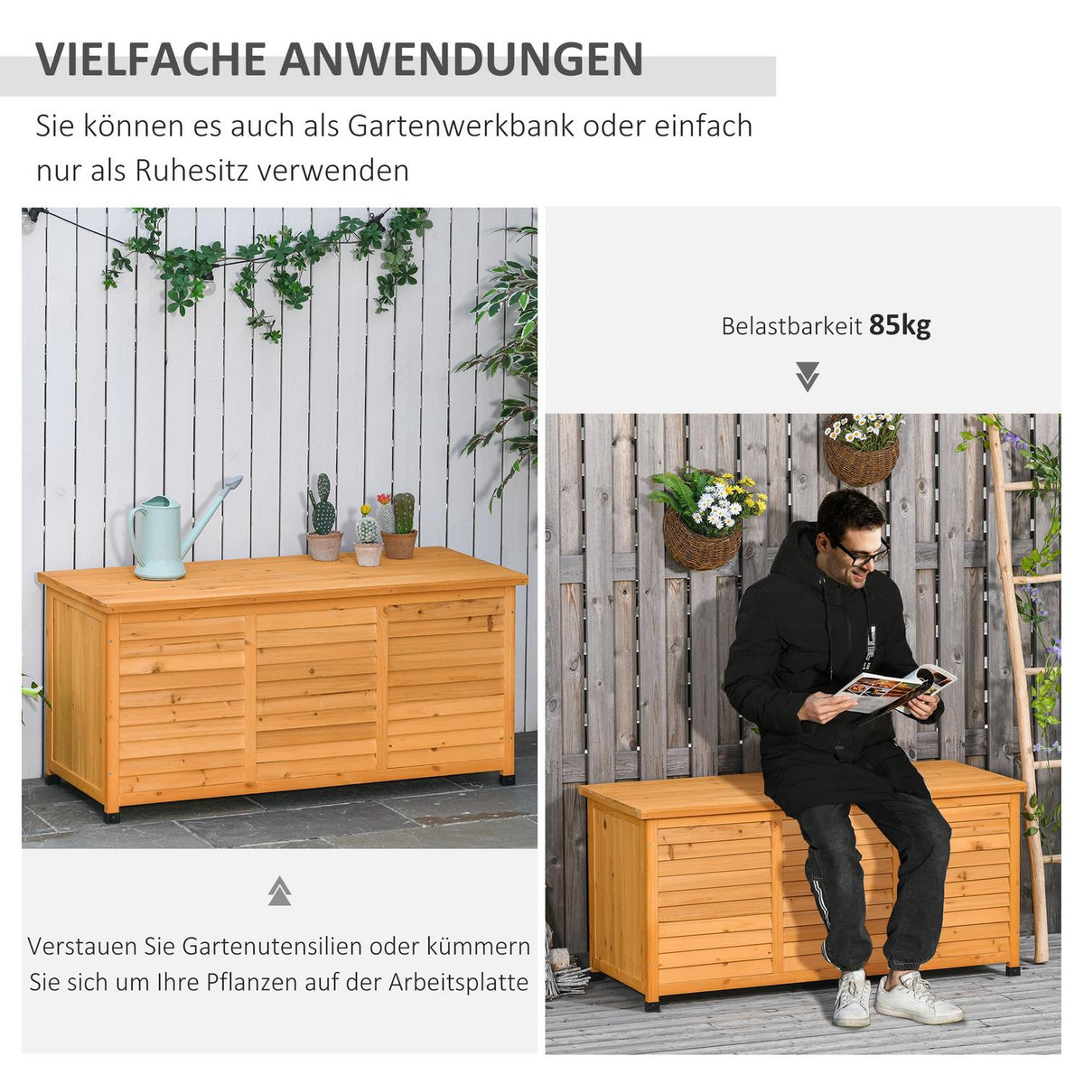 Garden Cabinet, Tool Shed, Water-Resistant Fir Wood, Durable, Large Space, 127 X 56 X 60 Cm, Yellow