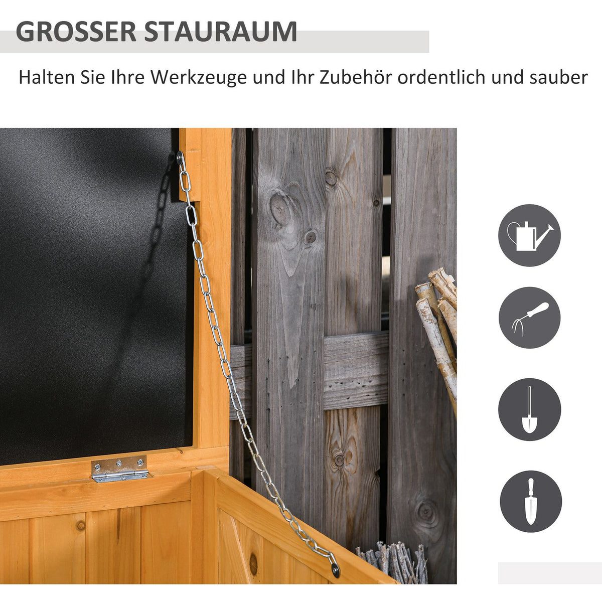 Garden Cabinet, Tool Shed, Water-Resistant Fir Wood, Durable, Large Space, 127 X 56 X 60 Cm, Yellow