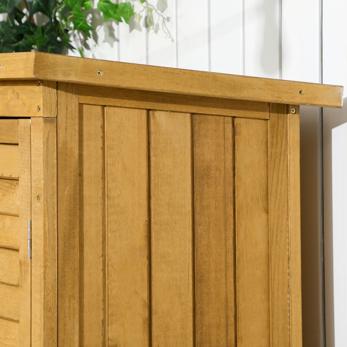 Garden Cabinet Wooden Tool Shed Tool Cabinet Tool Cabinet Garden Shed Wooden Hut Pent Roof Slat Doors Fir Wood 87 X 46.5 X 160 Cm