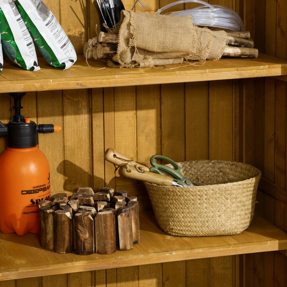 Garden Cabinet Wooden Tool Shed Tool Cabinet Tool Cabinet Garden Shed Wooden Hut Pent Roof Slat Doors Fir Wood 87 X 46.5 X 160 Cm