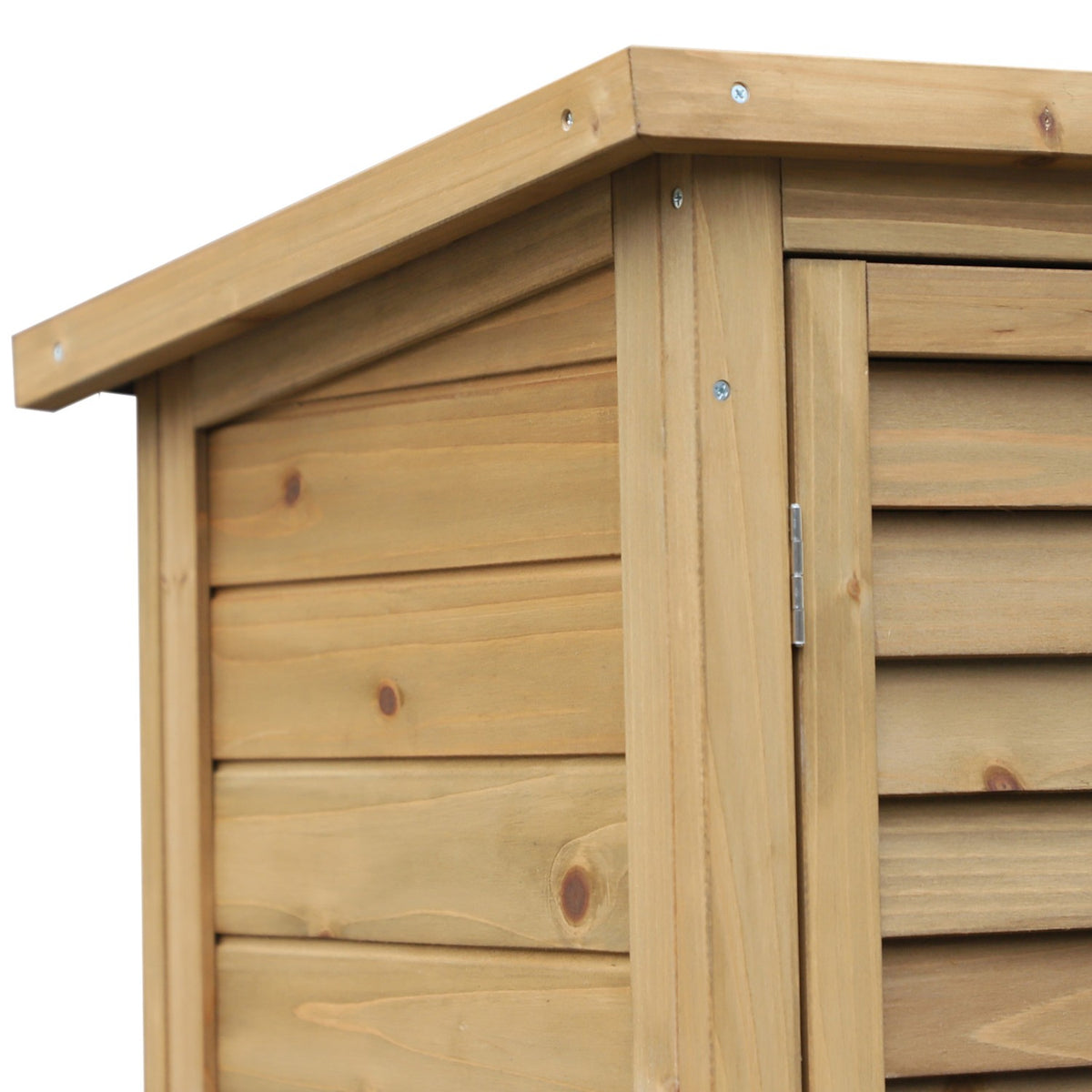 Garden Cabinet Wooden Tool Shed With Pent Roof, Bitumen Cardboard, Slatted Doors, Natural, 87X46.5X96.5Cm