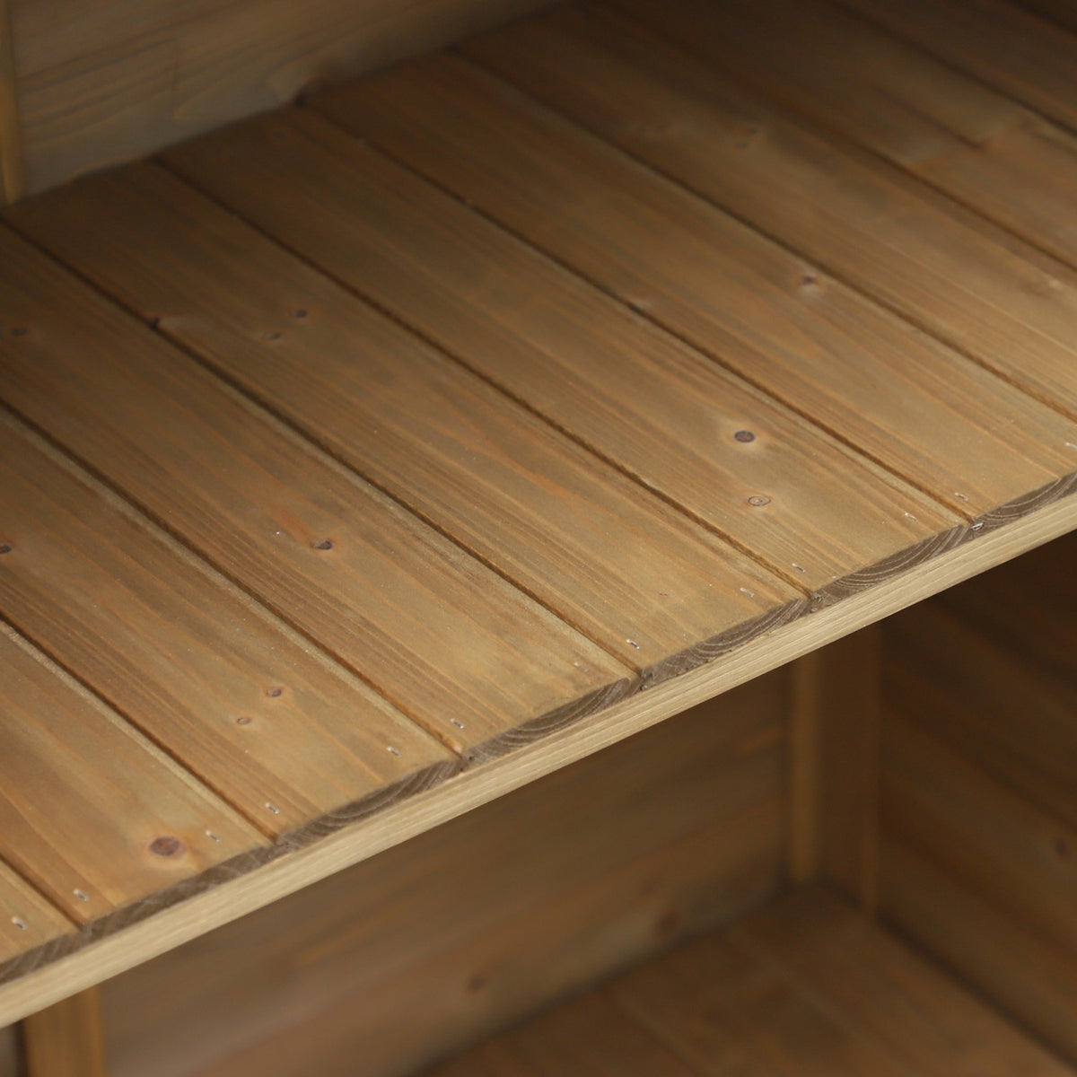 Garden Cabinet Wooden Tool Shed With Pent Roof, Bitumen Cardboard, Slatted Doors, Natural, 87X46.5X96.5Cm