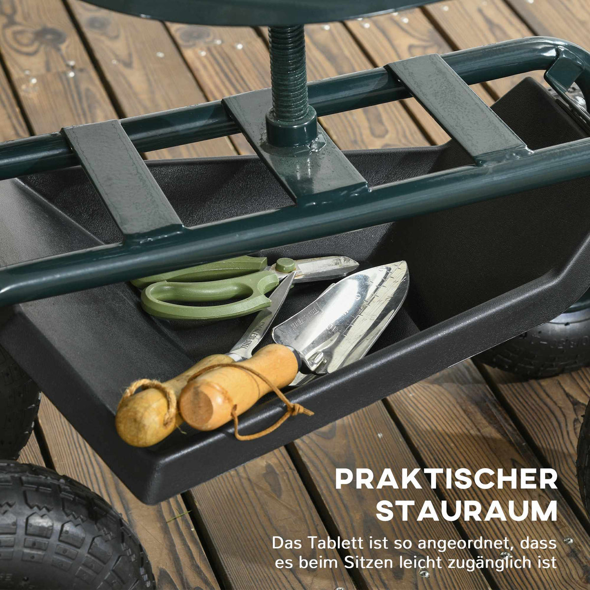 Garden Cart with Swivel Seat, Adjustable Height, Steel