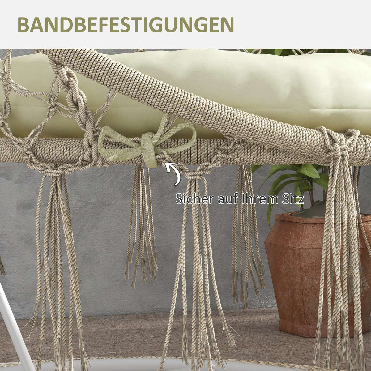 Garden Chair Cushion Seat Cushion For Moon Chair With 10 Cm Padding, Chair Cushion, Polyester, Beige