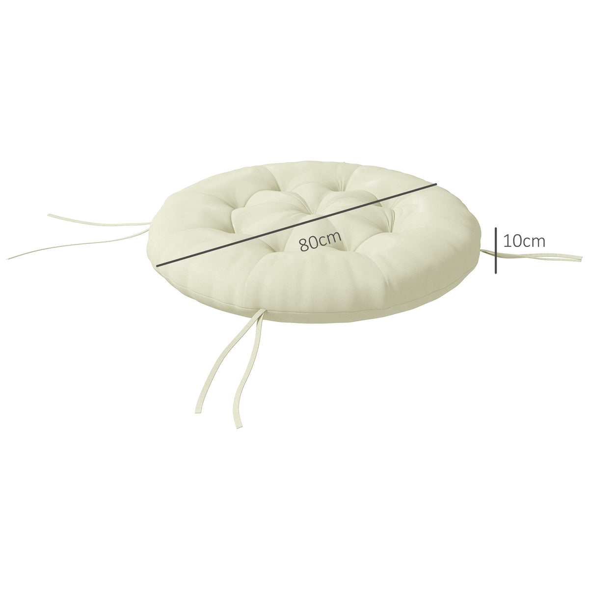 Garden Chair Cushion Seat Cushion For Moon Chair With 10 Cm Padding, Chair Cushion, Polyester, Beige