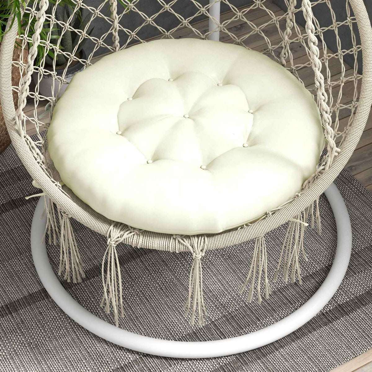 Garden Chair Cushion Seat Cushion For Moon Chair With 10 Cm Padding, Chair Cushion, Polyester, Beige
