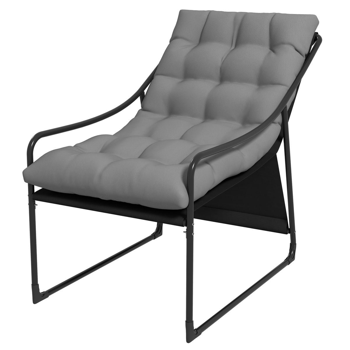Garden Chair Garden Chair With Thick Seat Cushion Garden Lounge Chair With Armrest, Load Capacity Up To 120 Kg, For Garden, Balcony, Gray