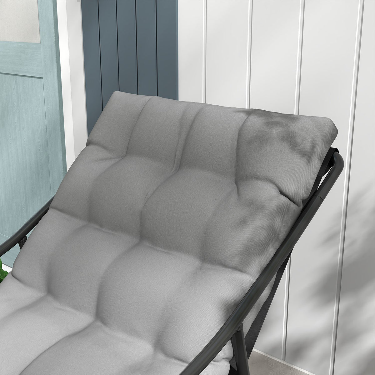 Garden Chair Garden Chair With Thick Seat Cushion Garden Lounge Chair With Armrest, Load Capacity Up To 120 Kg, For Garden, Balcony, Gray