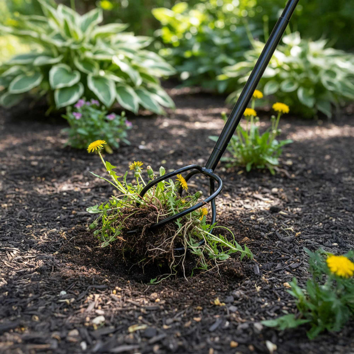 Garden Claw Rake with Handle – 4 Spiral Tines