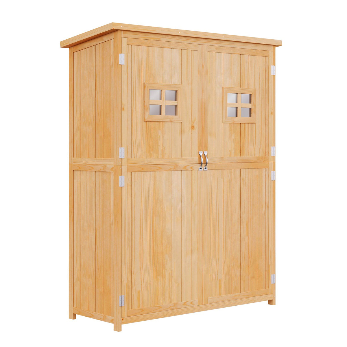 Garden Cupboard Wooden Tool Shed Tool Shed Tool Cupboard Pent Roof Garden Natural 127.5X50X164Cm
