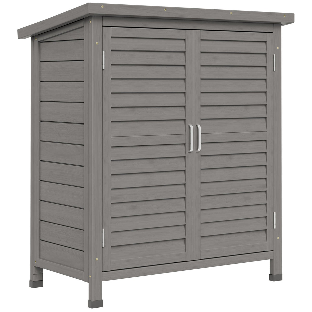 Garden Cupboard Wooden Tool Shed Tool Shed Tool Cupboard Wooden Hut Pent Roof Bitumen Cardboard Slatted Doors Gray 87 X 46.5 X 96.5 Cm
