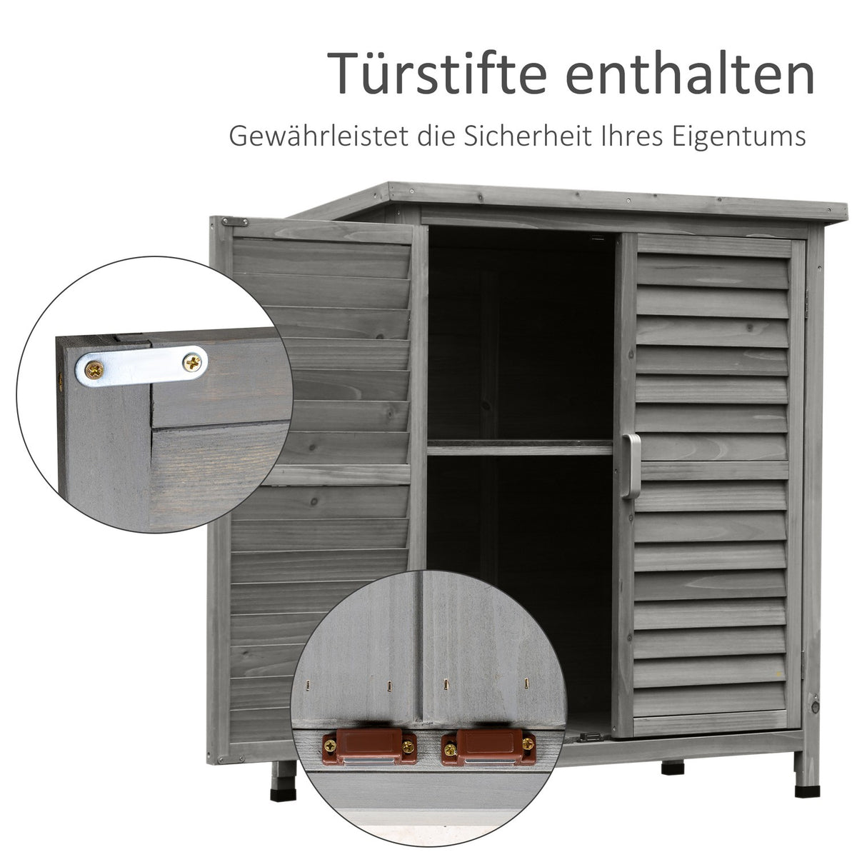 Garden Cupboard Wooden Tool Shed Tool Shed Tool Cupboard Wooden Hut Pent Roof Bitumen Cardboard Slatted Doors Gray 87 X 46.5 X 96.5 Cm