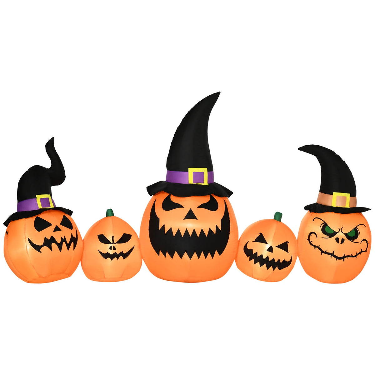 Garden Decoration Halloween Decoration Set Inflatable Pumpkin With Witch Hat Built-In Led Lights 245 X 60 X 125 Cm