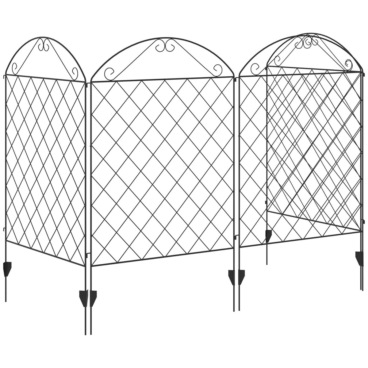 Garden Fence Set Of 4 Decorative Mesh Fence 3.48 X 1.1 M, Wire Mesh In Black, For Garden & Balcony