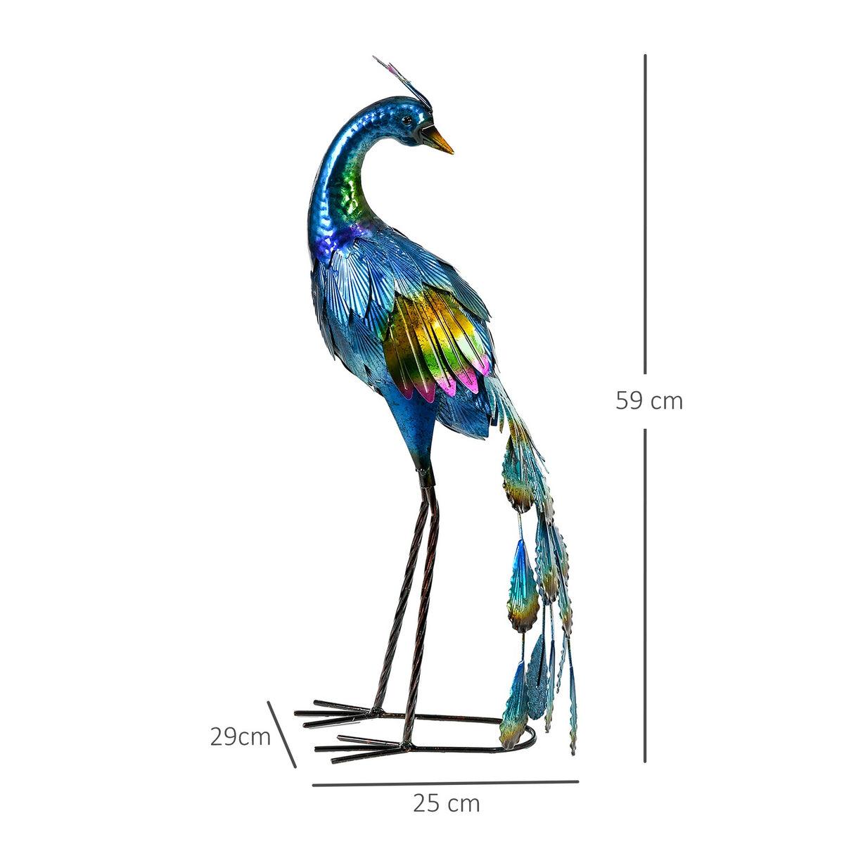Garden Figure Peacock Weather Resistant Outdoor Ornament Sculpture Balcony Patio 59Cm