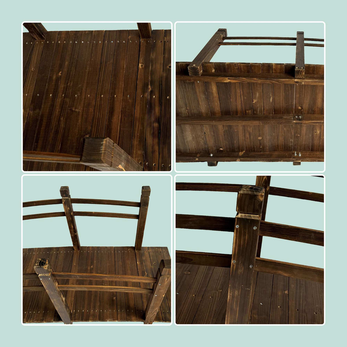 Garden Fir Bridge – Arched Wooden Pond Crossing