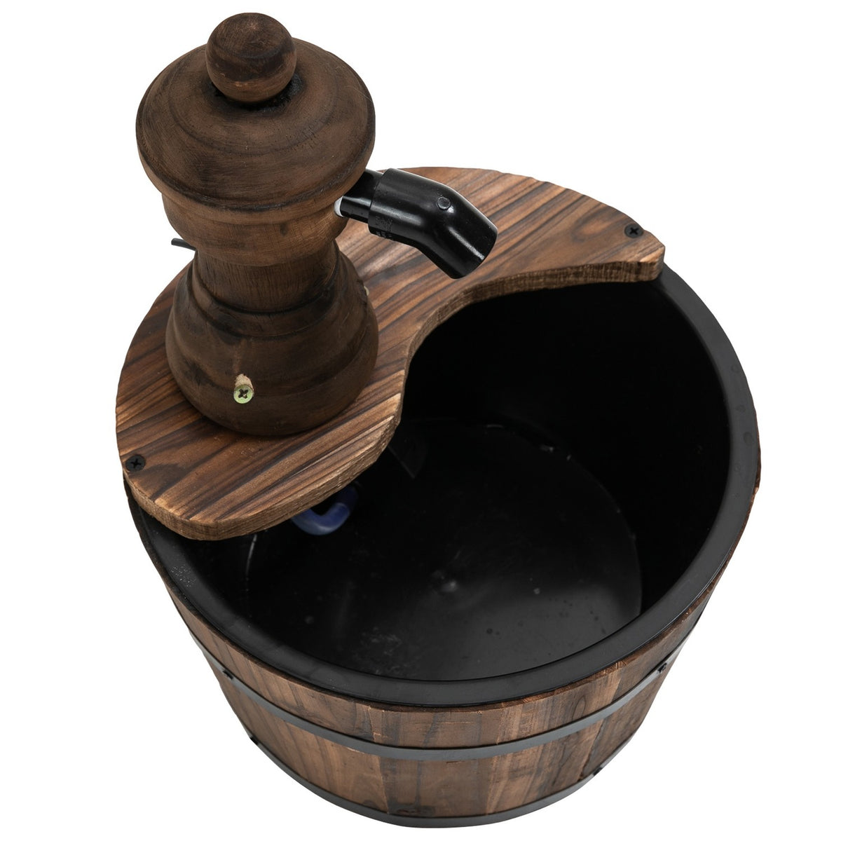 Garden Fountain Fountain Decorative Fountain Barrel Fountain Waterfall Wooden Bucket Fir Wood + Metal Natural Wood Ø27 X 37 Cm