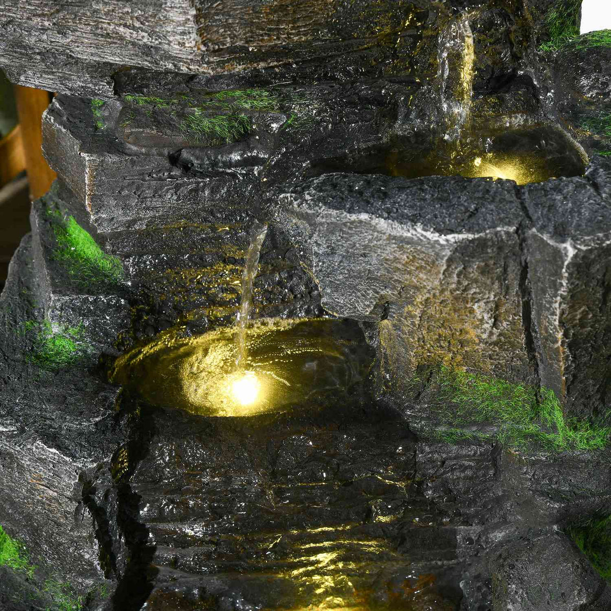 Garden Fountain Solar Fountain 4 Levels Led Lighting Decorative Fountain Garden Balcony Synthetic Resin 34X28X57Cm