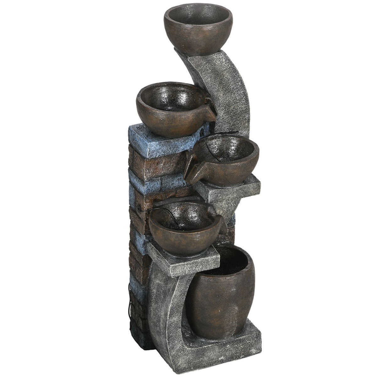 Garden Fountain Solar Fountain Decorative Fountain Led Lighting 5 Levels Garden Patio Synthetic Resin 37X35X107Cm